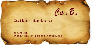 Csikár Barbara névjegykártya